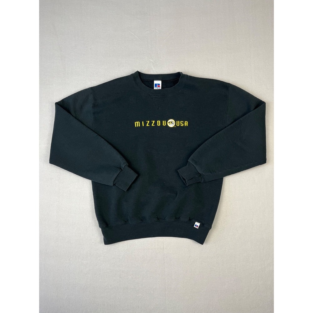 Vintage University Of Missouri Tigers Sweatshirt Mens M Black Embroidered Crew